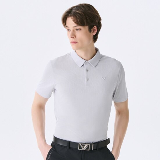 여름 자카드 Y에리 반팔 티셔츠