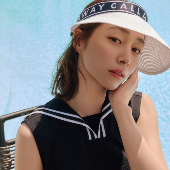 [이민정 착용] [여성] 와이드 라피아 바이저
