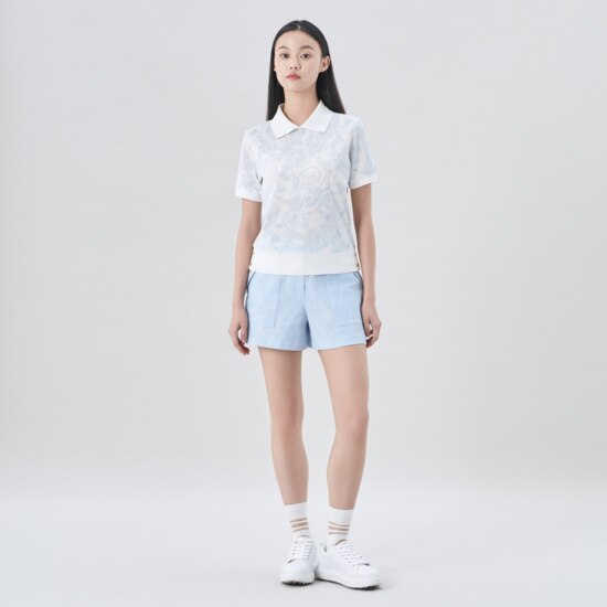 여성 여름 프린트 블루종 티셔츠